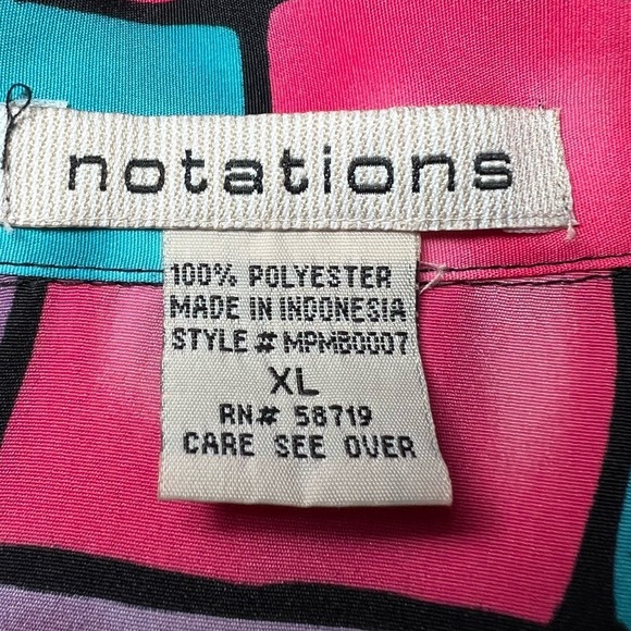 Notations Womens Size XL Colorful Checkered Blouse Button Collared Purple Pink - Picture 4 of 9